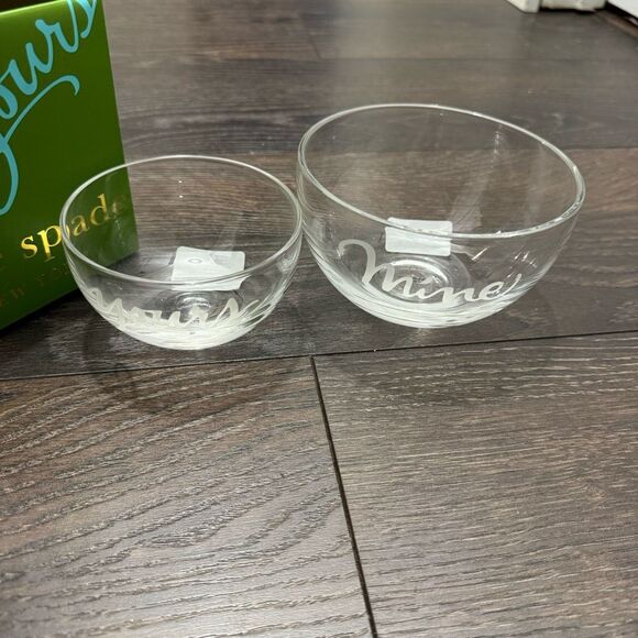 Kate Spade Mine Yours Clear Glass Bowl Set New in Box - Picture 3 of 4